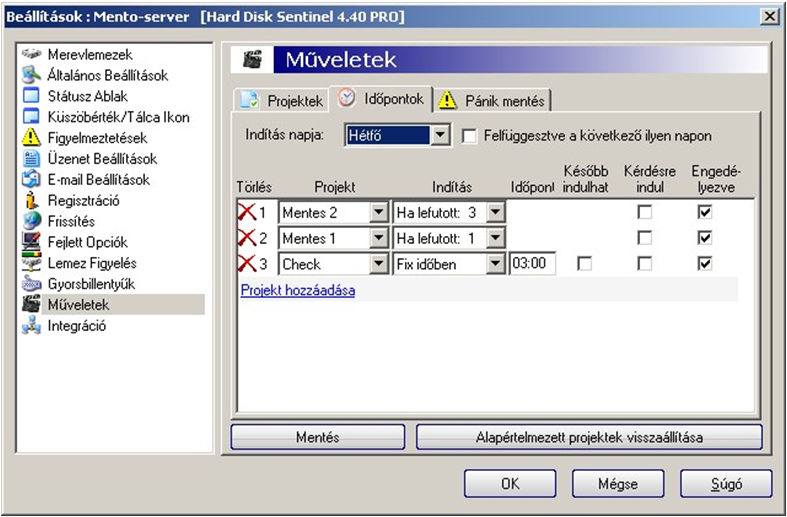 Sorba állítás (a HDS Check utólagos beállításával)